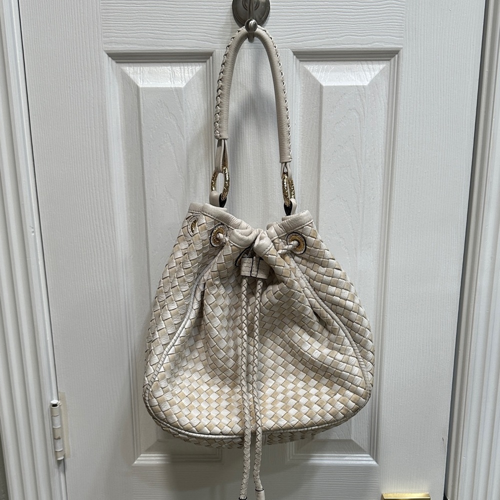 ANTONIO MELANI Cream Woven Shoulder Bag